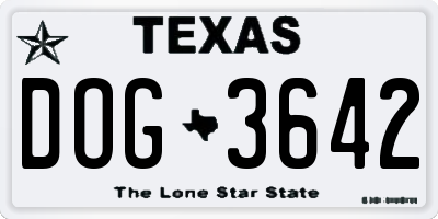 TX license plate DOG3642