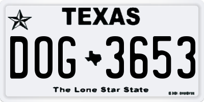 TX license plate DOG3653