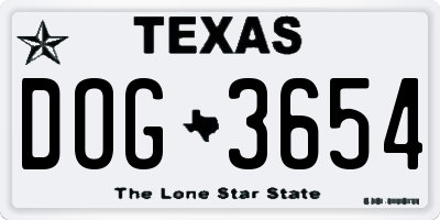 TX license plate DOG3654