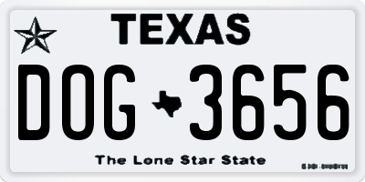 TX license plate DOG3656