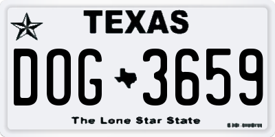 TX license plate DOG3659