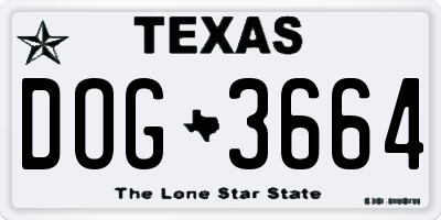 TX license plate DOG3664