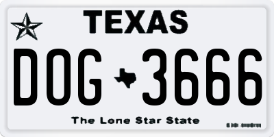 TX license plate DOG3666