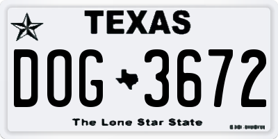 TX license plate DOG3672