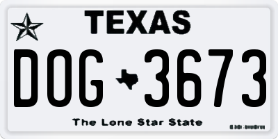 TX license plate DOG3673