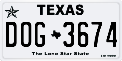 TX license plate DOG3674