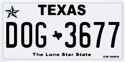 TX license plate DOG3677