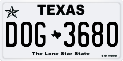 TX license plate DOG3680