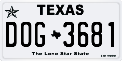 TX license plate DOG3681