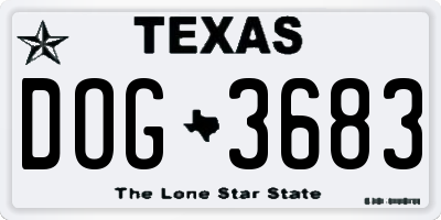 TX license plate DOG3683