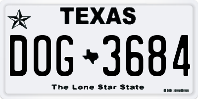 TX license plate DOG3684