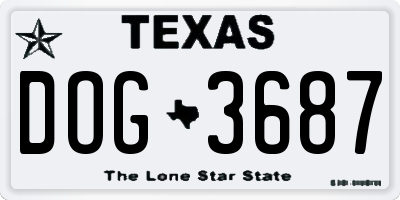 TX license plate DOG3687