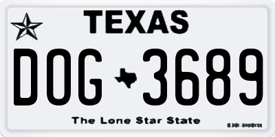 TX license plate DOG3689
