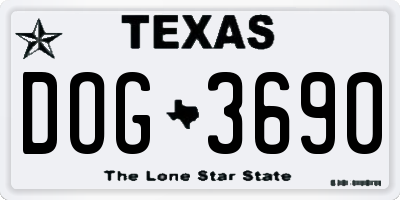 TX license plate DOG3690