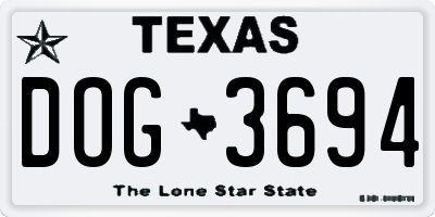 TX license plate DOG3694
