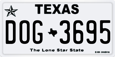 TX license plate DOG3695