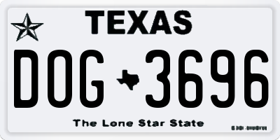 TX license plate DOG3696