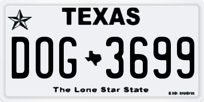 TX license plate DOG3699