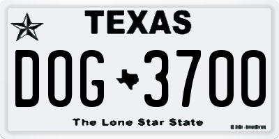 TX license plate DOG3700