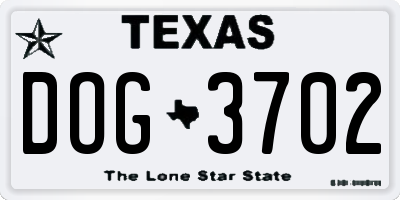 TX license plate DOG3702