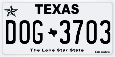 TX license plate DOG3703