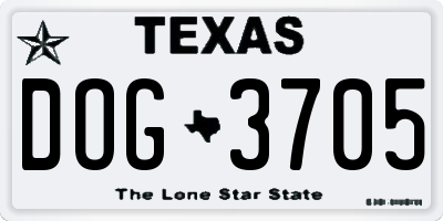 TX license plate DOG3705