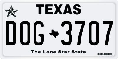 TX license plate DOG3707
