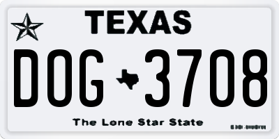 TX license plate DOG3708