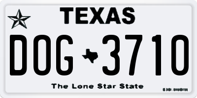 TX license plate DOG3710