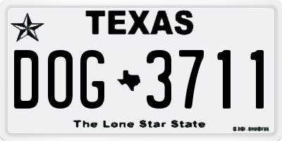 TX license plate DOG3711