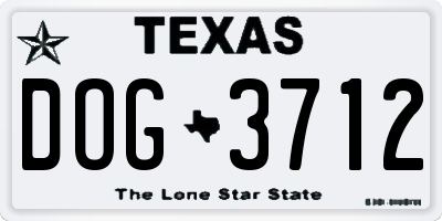 TX license plate DOG3712