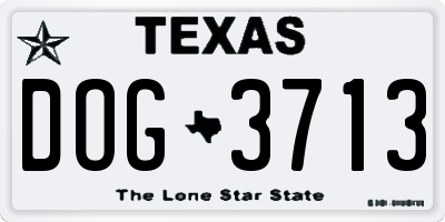 TX license plate DOG3713