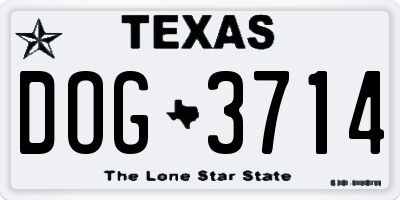 TX license plate DOG3714