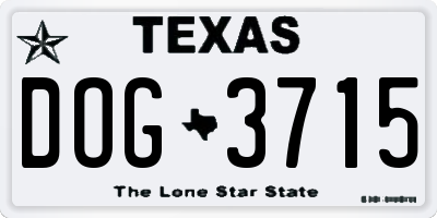 TX license plate DOG3715