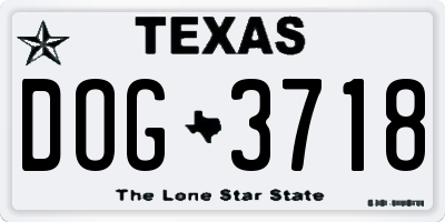 TX license plate DOG3718