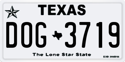 TX license plate DOG3719