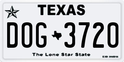 TX license plate DOG3720