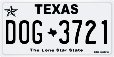 TX license plate DOG3721