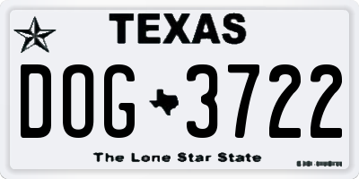 TX license plate DOG3722