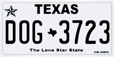 TX license plate DOG3723