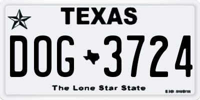 TX license plate DOG3724