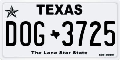 TX license plate DOG3725