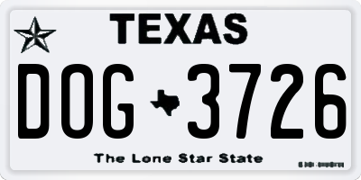 TX license plate DOG3726