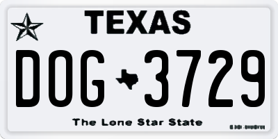 TX license plate DOG3729