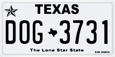 TX license plate DOG3731
