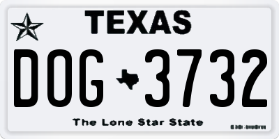 TX license plate DOG3732