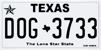 TX license plate DOG3733