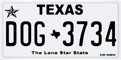 TX license plate DOG3734