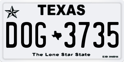 TX license plate DOG3735