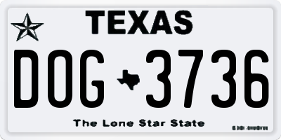 TX license plate DOG3736